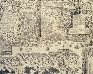Miasto Goa w Indiach, Grawerowanie Theodora de Bry (1528-1598) z relacji z podróży marynarza Jana Huyghena van Linschotena do portugalskich Indii Wschodnich 1579-1592), XVI w. autorstwa Theodore de Bry