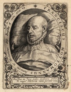 Francois Hotman na łożu śmierci autorstwa Theodore de Bry