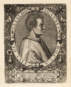 Giovanni Boccaccio, włoski pisarz. autorstwa Theodore de Bry