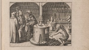 Ilustracja do Tripus Avrevs, czyli trzech traktatów wybranych chemików.., 1618 autorstwa Theodore de Bry