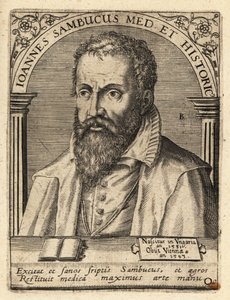 Janos Zsamboky, węgierski humanista uczony autorstwa Theodore de Bry