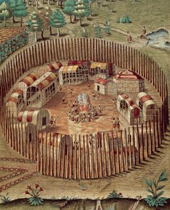 Ufortyfikowana wioska rdzennych Amerykanów w Wirginii autorstwa Theodore de Bry