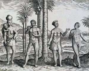 Rodzima Etiopia, z pracy India Orientalis grawerowanej przez Theodora de Bry (1528-1598), Afryka autorstwa Theodore de Bry