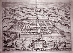Widok miasta Inków Cuzco, Peru (Grawerowanie autorstwa Theodore de Bry