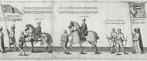 Yeomen wprowadza kondukt pogrzebowy sir Philipa Sidneya w drodze do katedry św. Pawła, 1587 autorstwa Theodore de Bry