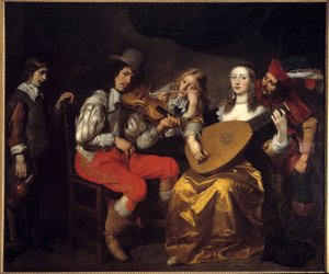 Koncert w 1650 r. (Holandia). Obraz Van Thuldena (1606-1669) Ec. Bujda.