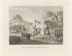 Zdobycie Mons, 1792 Mons podjęte przez Dumourier 1792 (tytuł na obiekcie)