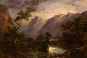 Widok Langdale, ok. 1827-90 (olej na płótnie) autorstwa Theophil Lindsey Aspland