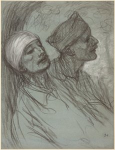 Ranny żołnierz i jego towarzysz autorstwa Théophile Alexandre Steinlen