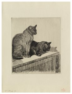 Dwa koty na meblu autorstwa Théophile Alexandre Steinlen