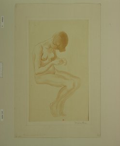 [Kobieta malująca paznokcie (szóste wielkie akt)] autorstwa Théophile Alexandre Steinlen