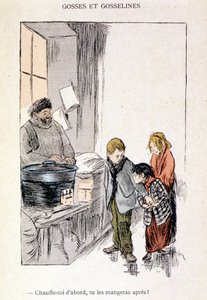Kids and Gosselines: Najpierw podgrzej się, potem je zjesz! w „W życiu” Steinlen 1901 autorstwa Théophile Alexandre Steinlen