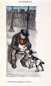 Les Miserables: Podzielimy się jako bracia (Mistrz i jego pies) - w „” Dans la vie””, autorstwa Steinlen autorstwa Théophile Alexandre Steinlen