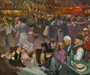 Taniec z okazji Dnia Bastylii (14 lipca) - Alexandre Theophile Steinlen (1859-1923) - fragment „Bal du 14 juillet” autorstwa Théophile Alexandre Steinlen