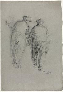 Dwóch pracujących mężczyzn, widok z tyłu autorstwa Théophile Alexandre Steinlen