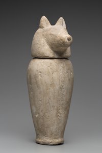 Słój kanopski z głową szakala (wapień) autorstwa Third Intermediate Period Egyptian