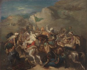 Bitwa arabskich jeźdźców wokół sztandaru autorstwa Théodore Chassériau