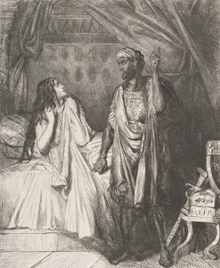 Czy modliłeś się dziś wieczorem, Dedesmona: tablica 12 z Aktu Otella 5, ..., trawiona 1844, przedruk 1900. autorstwa Théodore Chassériau