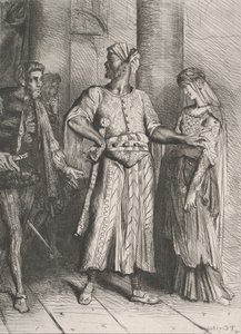 Szczerze Iago, moja Desdemona muszę ci zostawić: tablica 4 z Otella..., trawiona 1844, przedruk 1900. autorstwa Théodore Chassériau