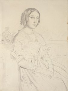 Portret młodej kobiety siedzącej trzy czwarte w lewo, 1839-1856 autorstwa Théodore Chassériau