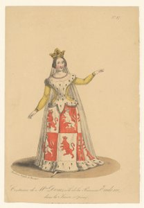 Julie Dorus-Gras in de rol van prinses Eudoxie in de opera La Juive Kostium Pani Dorus, rola Księżnej Eudoksji, w La Juive (Opera) (tytuł na obiekcie) Aktorzy, aktorki w operazangerkach w roli (tytuł serialu) autorstwa Théodore Lejeune