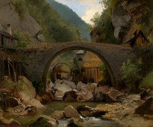 Górski potok w Owernii autorstwa Pierre Etienne Theodore Rousseau