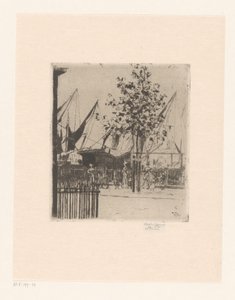 Widok ulicy z postaciami w porcie Róg Luna Street, Chelsea Embankment autorstwa Théodore Roussel (signed by artist)