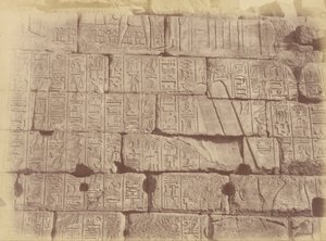 Zbliżenie na inskrypcje i rzeźby hieroglificzne (lista pokonanych narodów), Karnak autorstwa Théodule Devéria