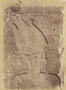 Zbliżenie rzeźby (profil głowy), Karnak autorstwa Théodule Devéria