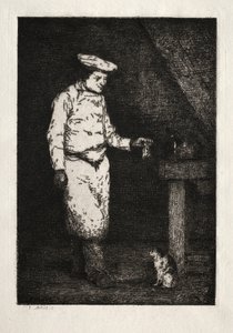 Obiad dla kota. autorstwa Auguste Theodule Ribot