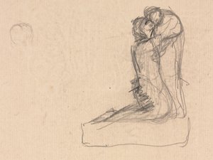 Szkic dwóch postaci obejmujących wers. autorstwa Auguste Theodule Ribot