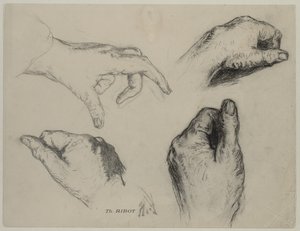Studium Hands recto, 1800s. autorstwa Auguste Theodule Ribot