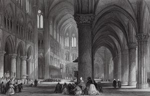 Katedra Notre Dame w Paryżu (rycina) autorstwa Thomas (after) Allom