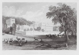 Chatsworth, Derbyshire (grawerowanie) autorstwa Thomas (after) Allom