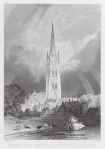 Kościół i miasto Louth, Lincolnshire (grafika) autorstwa Thomas (after) Allom