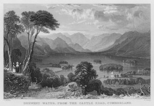 Derwent Water, z Castle Head, Cumberland (rycina) autorstwa Thomas (after) Allom