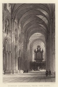 Katedra w Durham, od nawy (rycina) autorstwa Thomas (after) Allom