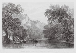 Prom na rzece Derwent, Matlock Bath (rycina) autorstwa Thomas (after) Allom