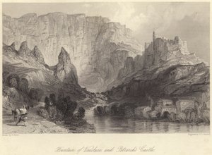 Fontanna Vaucluse i Zamek Petrarki (rycina)