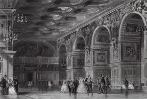 Galeria Henryka II w Fontainebleau (rycina) autorstwa Thomas (after) Allom