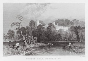 Haddon Hall, Derbyshire (grawerowanie) autorstwa Thomas (after) Allom
