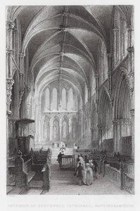 Wnętrze katedry Southwell, Nottinghamshire (grawerowanie) autorstwa Thomas (after) Allom