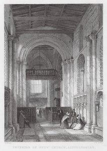 Wnętrze kościoła Stow, Lincolnshire (grawerowanie) autorstwa Thomas (after) Allom