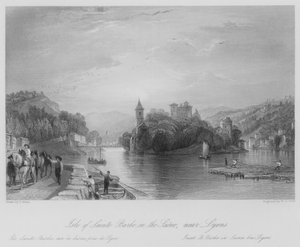 Isle of Sainte Barbe na Saonie, niedaleko Lyonu (rycina) autorstwa Thomas (after) Allom