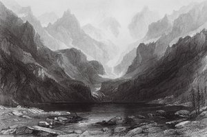 Lac de Gaube, Pireneje (rycina) autorstwa Thomas (after) Allom