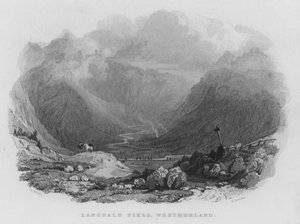 Langdale Pikes, Westmorland (rycina) autorstwa Thomas (after) Allom