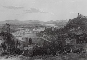 Lyon, z La Croix Rousse (rycina) autorstwa Thomas (after) Allom