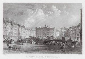 Rynek, Nottingham (grawerowanie) autorstwa Thomas (after) Allom