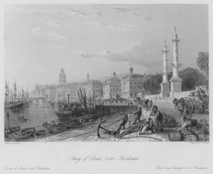 Nabrzeże Ludwika XVIII, Bordeaux (rycina) autorstwa Thomas (after) Allom