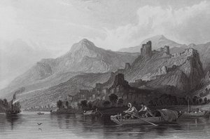 Rochemaure, nad Rodanem (rycina) autorstwa Thomas (after) Allom